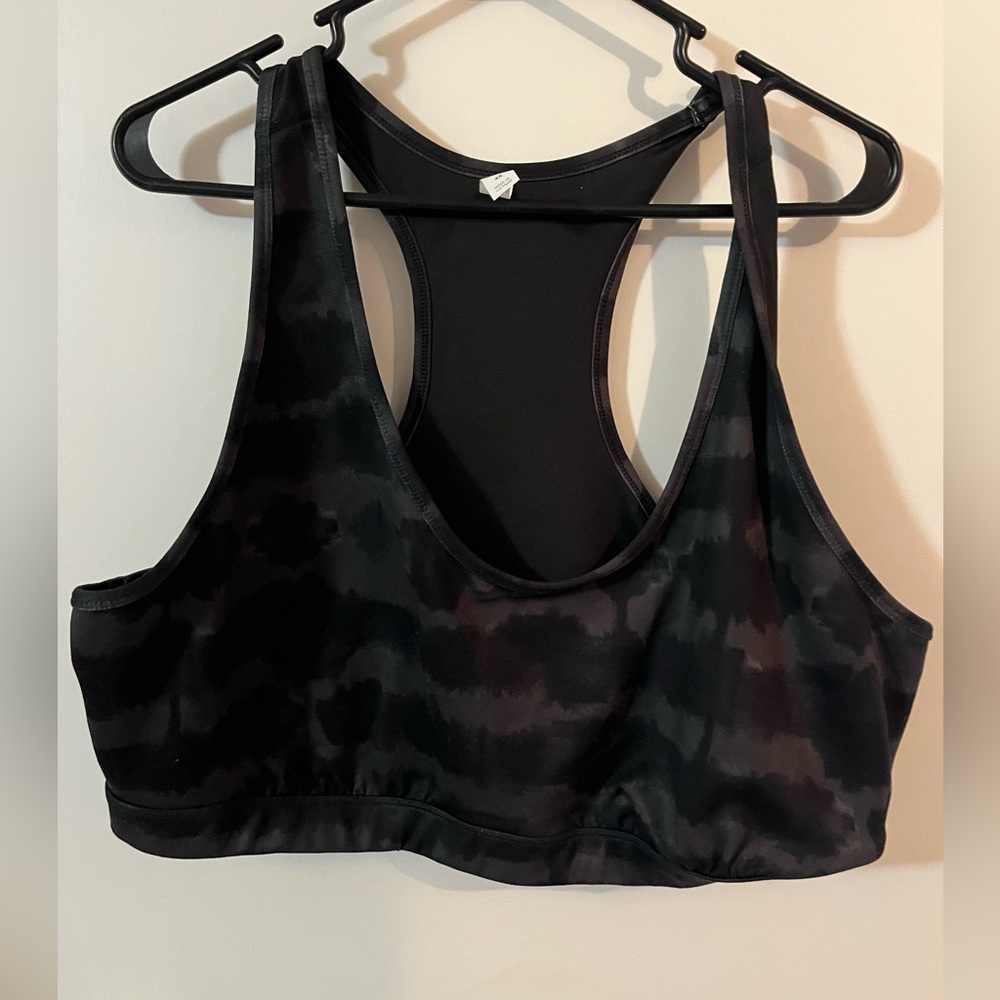 Ideology 4X Black Tie-Dye Racerback Sports Bra reversible
